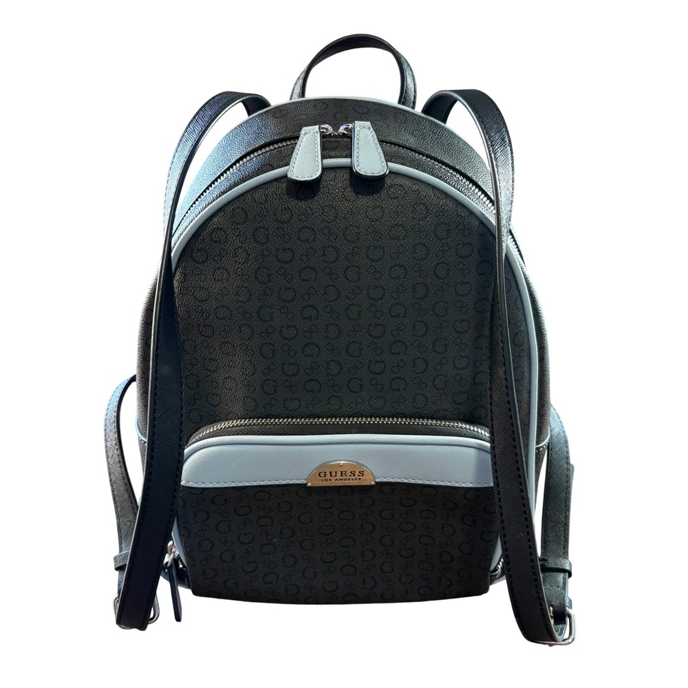 Guess Mini Backpack Womens Small Black Blue Purse Monogram Logo